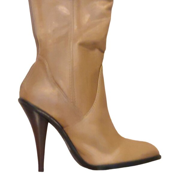 NEW BCBGMaxazaria Over the knee Tan Leather High Heel Boots Retail $595 - Picture 3 of 7